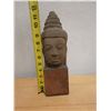 Image 6 : Carved Buddha Head on Wooden Base 4" x 12" H