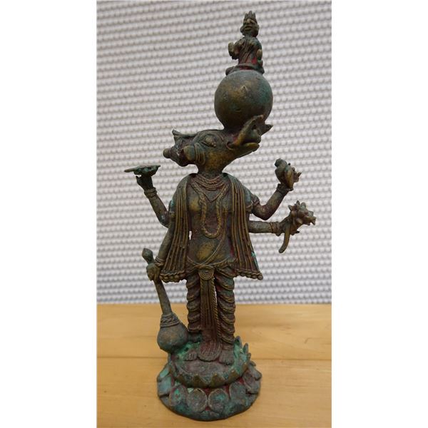 Varaha Avatara, Lord Vishnu's Boar Incarnation Statue, 4" x 9" H