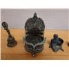Image 2 : Qty 4  Ritual Oil Lamps & Bells, Misc Sizes