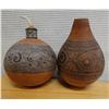 Image 1 : Qty 2 Carved Gourd Containers, Misc Styles & Sizes