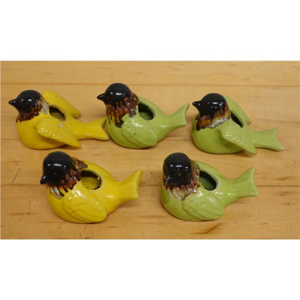 Qty 5 Ceramic Bird Pottery Planters or Candle Holders Approx. 4" x 4" H
