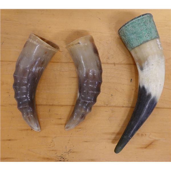 Qty 3 Vintage Drinking Horns, Misc Sizes