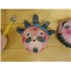Image 3 : Qty 3 Folk Art Carved Coconut Masks, Misc Sizes