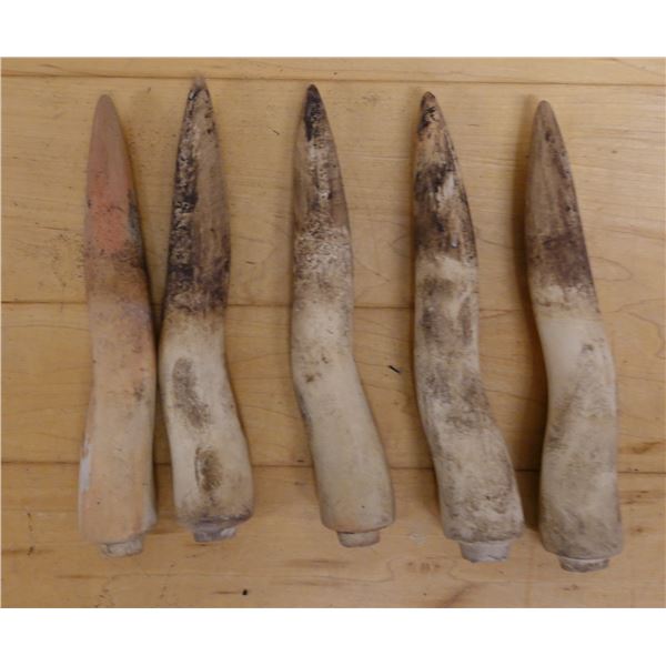 Qty 5 Vintage Ceramic Awl Tools or Spears, Approx. 2" Dia, 9" L