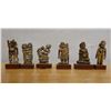 Image 1 : Qty 6 Miniature Figurines on Wooden Bases, Approx. 2" x 4" H
