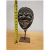 Image 6 : Carved, Painted Ceremonial or Tribal Mask on Metal Stand 5" x 14" H