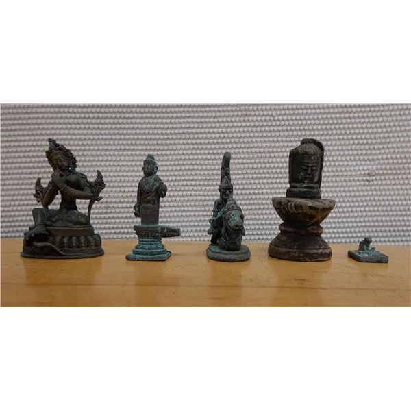 Qty 5 Small Carved Deities & Ritual Items, Misc Sizes