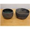 Image 4 : Qty 2 Carved Metal Bowls, Misc Sizes