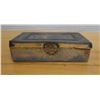 Image 1 : Carved Metal Hinged Trinket Box Signed by Artist 1931, 4" x 2.5" x 1.5"H