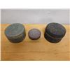 Image 2 : Qty 3 Carved Metal Round Trinket Boxes w/ Lids, Misc Sizes