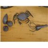 Image 2 : Metal Fish Incense Burner & Round Stained Glass Jar w/ Small Shell & Crab Figurines, Misc Sizes