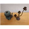 Image 2 : Vintage Metal Oil Lamp & 3-Arm Candelabra, Misc Sizes