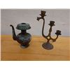 Image 8 : Vintage Metal Oil Lamp & 3-Arm Candelabra, Misc Sizes