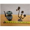 Image 9 : Vintage Metal Oil Lamp & 3-Arm Candelabra, Misc Sizes