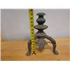 Image 7 : Carved Metal Candelabrum or Lamp Stand w/ Tripod Base & Animal Feet 9" x 13.5" H
