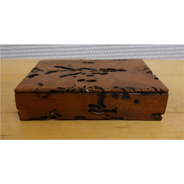 Square Wooden Trinket Box w/ Lid 5" x 4" x 1" H