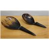 Image 1 : Qty 2 Carved Serving Spoons, Misc Sizes