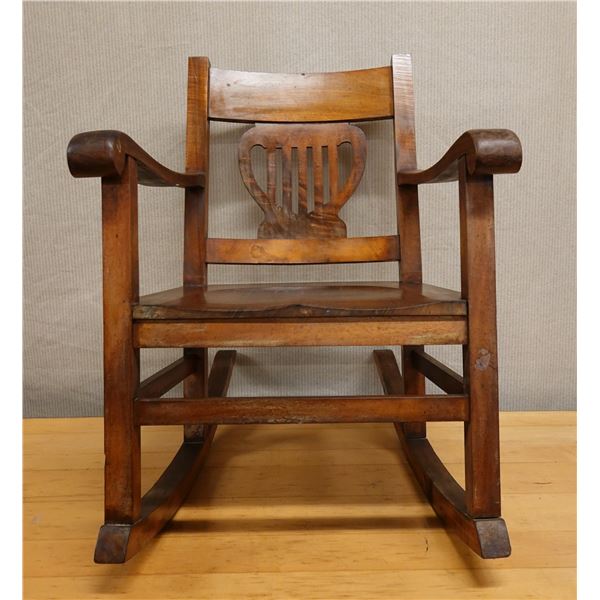 Koa Wood Rocking Armchair w/ Slatted Back 24" x 19" x 34"H