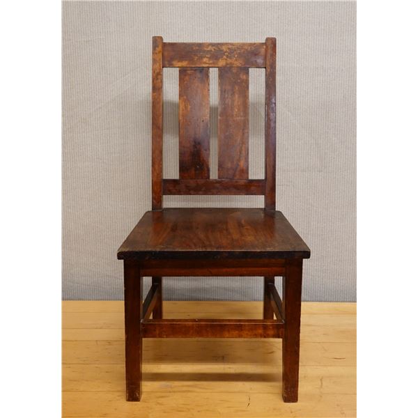 Koa Wood Stationary Chair w/ Slatted Back 17" x 16" x 36"H