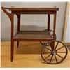 Image 1 : Rolling Wooden Tea Cart w/ Removable Top & Undershelf 32" x 20" x 30"H