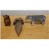 Image 1 : Qty 3 Carved Figurines: Owl, Elephant Letter Opener & Pig, Misc Sizes