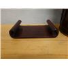 Image 2 : Vintage Asian 2-Tier Bento Basket & Wooden Scroll Stand, Misc Sizes