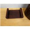 Image 3 : Vintage Asian 2-Tier Bento Basket & Wooden Scroll Stand, Misc Sizes