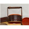 Image 9 : Vintage Asian 2-Tier Bento Basket & Wooden Scroll Stand, Misc Sizes