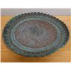 Image 1 : Carved Metal Platter w/ Scalloped Edges 17" Dia, 2"H