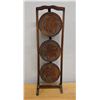 Image 1 : Carved Wooden 3 Tier Folding Stand 9" Dia, 32"H