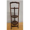 Image 2 : Carved Wooden 3 Tier Folding Stand 9" Dia, 32"H