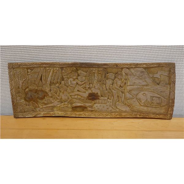 Carved Wooden Wall Panel 27" x 9" x 1"H