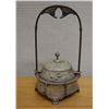 Image 1 : Meriden Company Carved Metal Quadruple Plate w/ Handle Marked 4992 & DR54, 6" Dia, 11.5"H