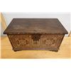 Image 1 : Carved Wooden Hinged Chest w/ Mother of Pearl Inlay, 27" x 13" x 15"H