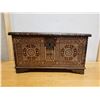 Image 2 : Carved Wooden Hinged Chest w/ Mother of Pearl Inlay, 27" x 13" x 15"H