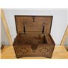 Image 3 : Carved Wooden Hinged Chest w/ Mother of Pearl Inlay, 27" x 13" x 15"H
