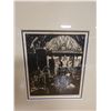 Image 2 : Hawaii Crowd Scene, Wood Block Original Art by Artist J.M. Fraser, 11" x 13" Framed & Matted