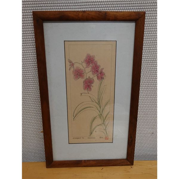 Botanical Artwork, Marked Artist Proof 2/5 Wren w/ Stamp, 13" x 21" Framed & Matted