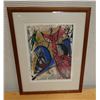 Image 1 : Pa'u Rider Woodblock Print by Artist John Young '52, 15" x 19" Framed