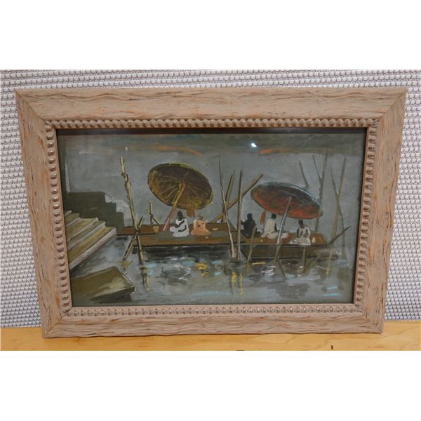 Dakshatra/a Ghat Original Artwork Marked PC 1043, Wood Framed 17" x 12"