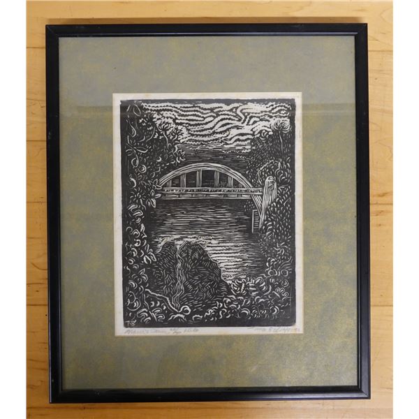 Maui's Canoe Ltd. Ed. Artwork 20/50 Hilo by Tomas Belsky '92,  15" x 18" Framed & Matted