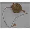 Image 1 : Round Woven Basket Container w/ Attached Lid & Strap 4.5" Dia