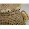 Image 3 : Woven Basket Container w/ Shell Accents, Lid & Strap 5.5" Dia, 7"H