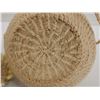 Image 7 : Woven Basket Container w/ Shell Accents, Lid & Strap 5.5" Dia, 7"H