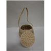 Image 3 : Woven Basket Container w/ Lid & Strap 5" Dia, 7"H