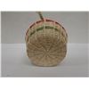 Image 6 : Woven Basket Container w/ Lid & Strap 5" Dia, 7"H