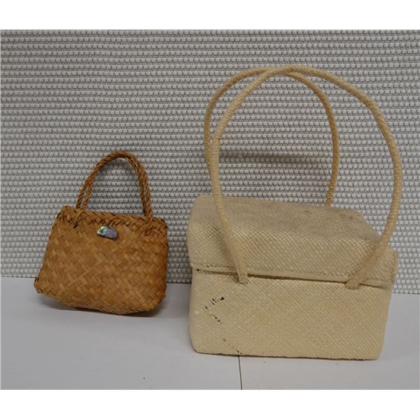 Qty 2 Woven Purses w/ Straps, Misc Sizes