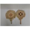 Image 2 : Qty 2 Hand-Woven Fans Approx. 12" x 14"L