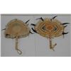Image 1 : Qty 2 Hand-Woven Fans Approx. 8-9" x 13"L