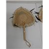 Image 3 : Qty 2 Hand-Woven Fans Approx. 8-9" x 13"L